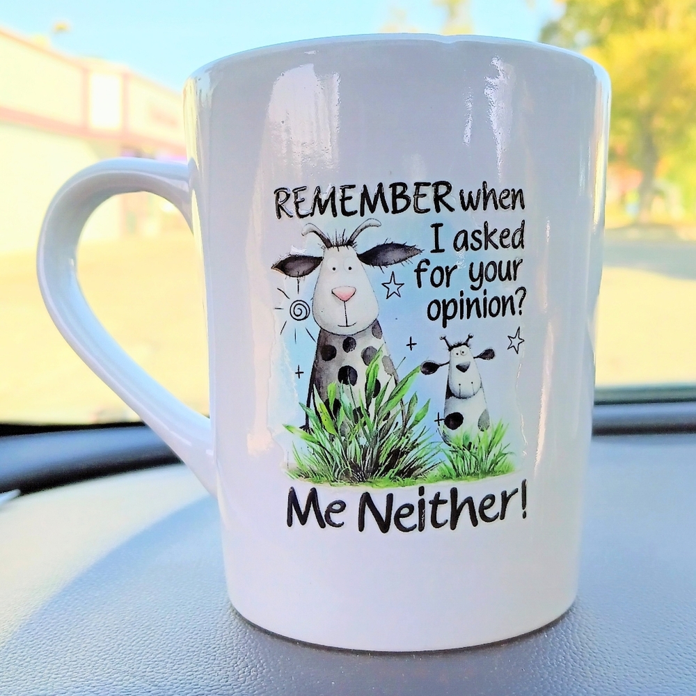 Hand Crafted White Mug with Cow Design